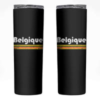 Retro Belgique Belgium Flag Distressed Graphic in French Skinny Tumbler Proud Belgian Heritage and Country Roots Pride Gift