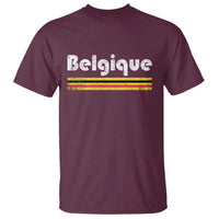 Retro Belgique Belgium Flag Distressed Graphic in French T Shirt Proud Belgian Heritage and Country Roots Pride Gift