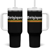 Retro Belgique Belgium Flag Distressed Graphic in French Tumbler With Handle Proud Belgian Heritage and Country Roots Pride Gift