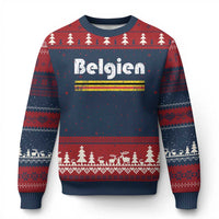 Retro Belgien Belgium Flag Distressed Graphic in German Ugly Christmas Sweater Proud Belgian Heritage and Country Roots Pride Gift