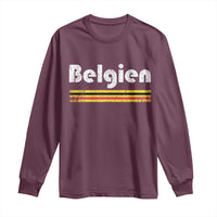 Retro Belgien Belgium Flag Distressed Graphic in German Long Sleeve Shirt Proud Belgian Heritage and Country Roots Pride Gift