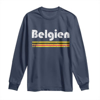 Retro Belgien Belgium Flag Distressed Graphic in German Long Sleeve Shirt Proud Belgian Heritage and Country Roots Pride Gift