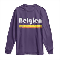 Retro Belgien Belgium Flag Distressed Graphic in German Long Sleeve Shirt Proud Belgian Heritage and Country Roots Pride Gift