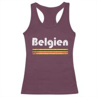Retro Belgien Belgium Flag Distressed Graphic in German Racerback Tank Top Proud Belgian Heritage and Country Roots Pride Gift