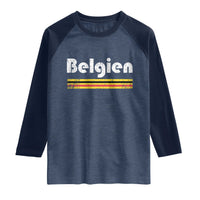 Retro Belgien Belgium Flag Distressed Graphic in German Raglan Shirt Proud Belgian Heritage and Country Roots Pride Gift