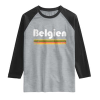 Retro Belgien Belgium Flag Distressed Graphic in German Raglan Shirt Proud Belgian Heritage and Country Roots Pride Gift