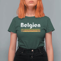 Retro Belgien Belgium Flag Distressed Graphic in German T Shirt For Women Proud Belgian Heritage and Country Roots Pride Gift