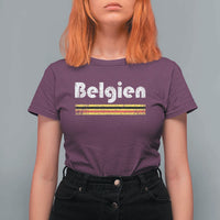 Retro Belgien Belgium Flag Distressed Graphic in German T Shirt For Women Proud Belgian Heritage and Country Roots Pride Gift