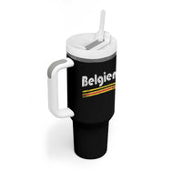 Retro Belgien Belgium Flag Distressed Graphic in German Tumbler With Handle Proud Belgian Heritage and Country Roots Pride Gift