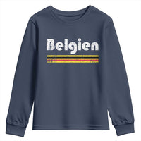 Retro Belgien Belgium Flag Distressed Graphic in German Youth Sweatshirt Proud Belgian Heritage and Country Roots Pride Gift