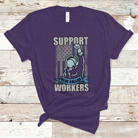 Labor Day T Shirt American Flag Happy Labor Day Support Blue Collar Workers - Wonder Print Shop