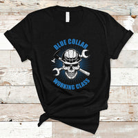 Labor Day T Shirt American Flag Happy Labor Day Blue Collar Working Class - Wonder Print Shop