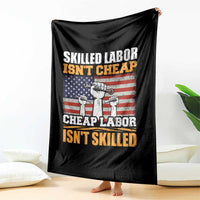 Skilled Labor Patriotic USA Flag Throw Blanket Blue Collar Trade Union Hand Tools Pride Graphic