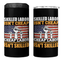 Skilled Labor Patriotic USA Flag 4 in 1 Can Cooler Tumbler Blue Collar Trade Union Hand Tools Pride Graphic