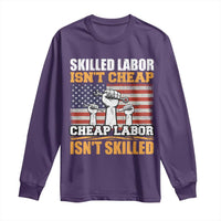 Skilled Labor Patriotic USA Flag Long Sleeve Shirt Blue Collar Trade Union Hand Tools Pride Graphic
