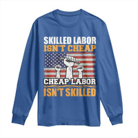 Skilled Labor Patriotic USA Flag Long Sleeve Shirt Blue Collar Trade Union Hand Tools Pride Graphic