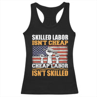 Skilled Labor Patriotic USA Flag Racerback Tank Top Blue Collar Trade Union Hand Tools Pride Graphic