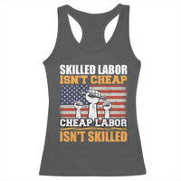 Skilled Labor Patriotic USA Flag Racerback Tank Top Blue Collar Trade Union Hand Tools Pride Graphic