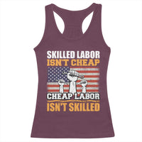 Skilled Labor Patriotic USA Flag Racerback Tank Top Blue Collar Trade Union Hand Tools Pride Graphic