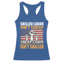 Skilled Labor Patriotic USA Flag Racerback Tank Top Blue Collar Trade Union Hand Tools Pride Graphic