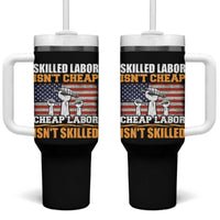 Skilled Labor Patriotic USA Flag Tumbler With Handle Blue Collar Trade Union Hand Tools Pride Graphic
