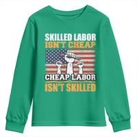 Skilled Labor Patriotic USA Flag Youth Sweatshirt Blue Collar Trade Union Hand Tools Pride Graphic