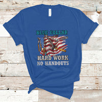 Labor Day T Shirt Blue Collar Hard Work No Handouts American Flag Labor Day - Wonder Print Shop