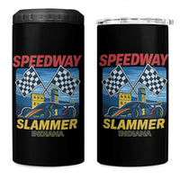 Speedway Slammer 2025 4 in 1 Can Cooler Tumbler Indiana Alcatraz Vintage Racing Graphic - Wonder Print Shop