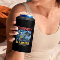 Speedway Slammer 2025 4 in 1 Can Cooler Tumbler Indiana Alcatraz Vintage Racing Graphic - Wonder Print Shop