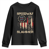 Speedway Slammer 2025 Youth Sweatshirt We The People Patriotic Distressed American Flag - Wonder Print Shop