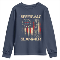 Speedway Slammer 2025 Youth Sweatshirt We The People Patriotic Distressed American Flag - Wonder Print Shop