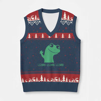 Funny Lizard Lizard Lizard V-Neck Knit Sweater Vest Weirdcore Gecko Reptile Meme - Wonder Print Shop