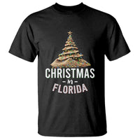 Christmas In Florida T Shirt Sand Xmas Tree Lights Family Vacation - Wonder Print Shop
