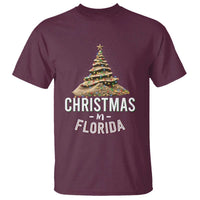 Christmas In Florida T Shirt Sand Xmas Tree Lights Family Vacation - Wonder Print Shop