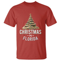 Christmas In Florida T Shirt Sand Xmas Tree Lights Family Vacation - Wonder Print Shop