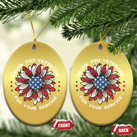 Thank You Veterans Christmas Ornament American Flag Sunflower Military Tribute - Wonder Print Shop