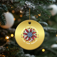 Thank You Veterans Christmas Ornament American Flag Sunflower Military Tribute - Wonder Print Shop