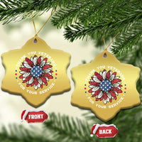 Thank You Veterans Christmas Ornament American Flag Sunflower Military Tribute - Wonder Print Shop