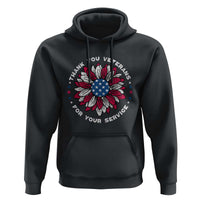 Thank You Veterans Hoodie American Flag Sunflower Military Tribute