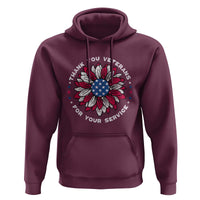 Thank You Veterans Hoodie American Flag Sunflower Military Tribute