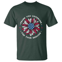 Thank You Veterans T Shirt American Flag Sunflower Military Tribute - Wonder Print Shop