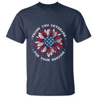 Thank You Veterans T Shirt American Flag Sunflower Military Tribute - Wonder Print Shop
