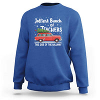 Funny Christmas Teacher Sweatshirt Jolliest Bunch Of Teachers This Side Of The Hallway Xmas PJ Gift - Wonder Print Shop