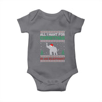 Christmas Elephant Baby Onesie All I Want for Xmas Is An Elephant Ugly Sweater