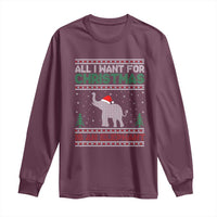 Christmas Elephant Long Sleeve Shirt All I Want for Xmas Is An Elephant Ugly Sweater