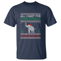 Christmas Elephant T Shirt All I Want for Xmas Is An Elephant Ugly Sweater - Wonder Print Shop