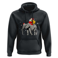 Christmas Santa Riding Elephant Hoodie Xmas Tree Light Funny Festive