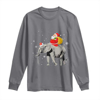 Christmas Santa Riding Elephant Long Sleeve Shirt Xmas Tree Light Funny Festive