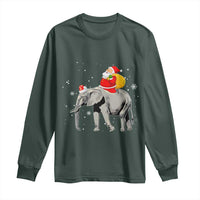 Christmas Santa Riding Elephant Long Sleeve Shirt Xmas Tree Light Funny Festive