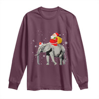 Christmas Santa Riding Elephant Long Sleeve Shirt Xmas Tree Light Funny Festive